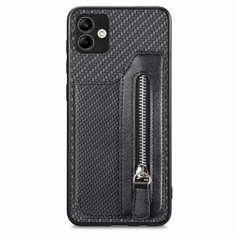 For Samsung Galaxy A04 4G Carbon Fiber Horizontal Flip Zipper Wallet Phone Case(Green)