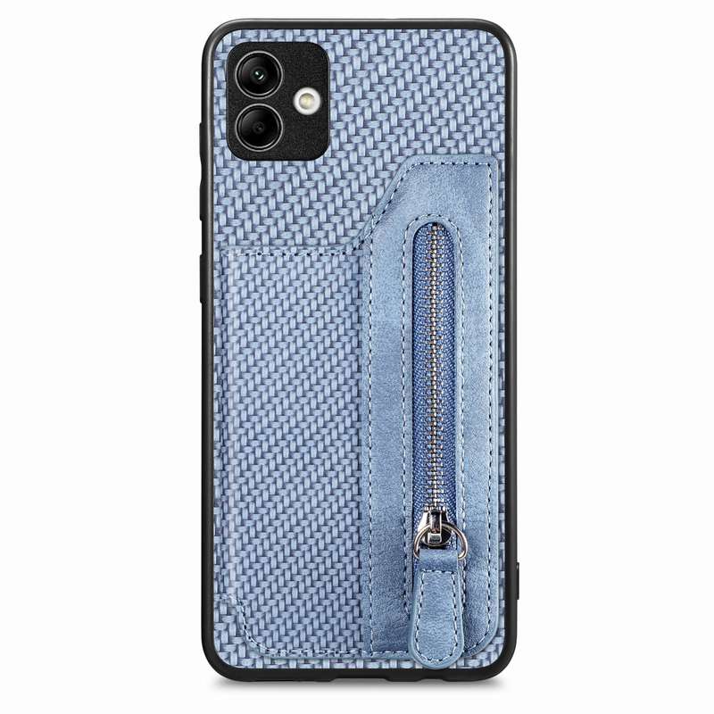 For Samsung Galaxy A04 4G Carbon Fiber Horizontal Flip Zipper Wallet Phone Case(Green)