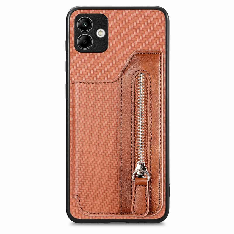 For Samsung Galaxy A04 4G Carbon Fiber Horizontal Flip Zipper Wallet Phone Case(Green)