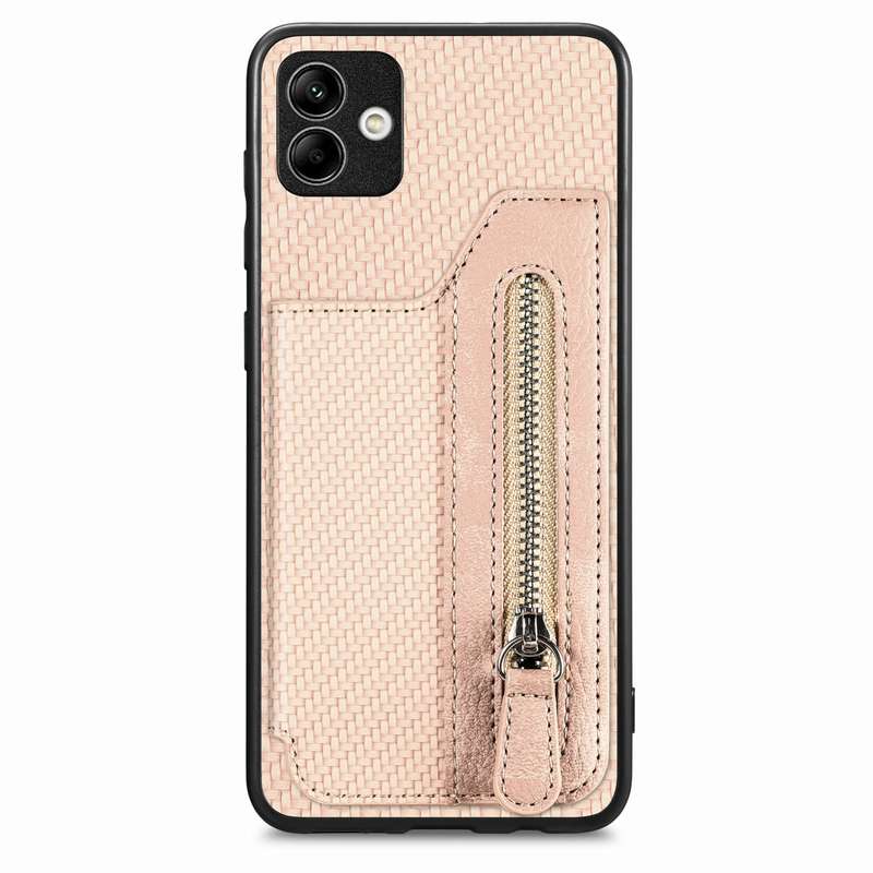 For Samsung Galaxy A04 4G Carbon Fiber Horizontal Flip Zipper Wallet Phone Case(Green)