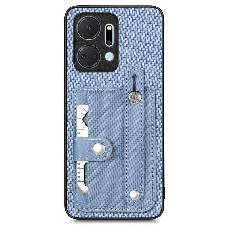 For Honor X7A Wristband Kickstand Card Wallet Back Cover Phone Case with Tool Knife(Green)
