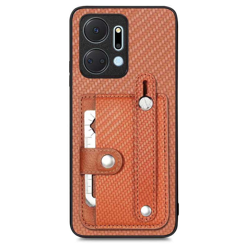 For Honor X7A Wristband Kickstand Card Wallet Back Cover Phone Case with Tool Knife(Green)
