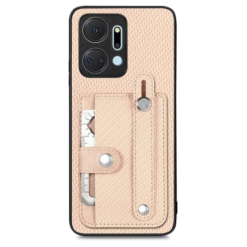 For Honor X7A Wristband Kickstand Card Wallet Back Cover Phone Case with Tool Knife(Green)
