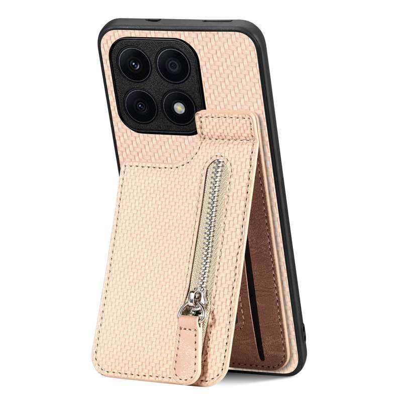 For Honor X8A Carbon Fiber Vertical Flip Zipper Phone Case(Green)