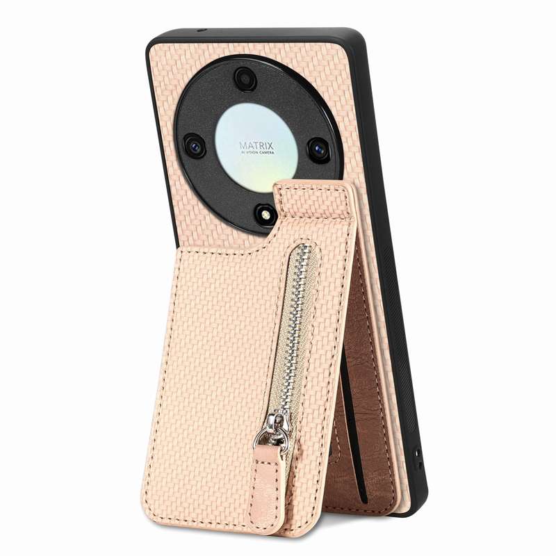 For Honor X9A Carbon Fiber Vertical Flip Zipper Phone Case(Blue)