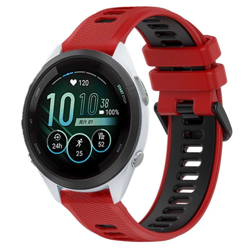 For Garmin Forerunner 265S 18mm Sports Two-Color Silicone Watch Band(Black+Grey)