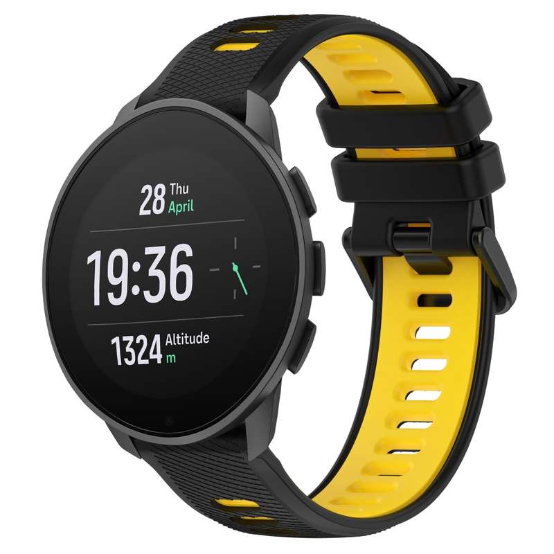 For SUUNTO 9 Peak Pro 22mm Sports Two-Color Silicone Watch Band(Olive Green+Black)