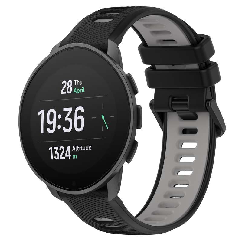For SUUNTO 9 Peak Pro 22mm Sports Two-Color Silicone Watch Band(Olive Green+Black)
