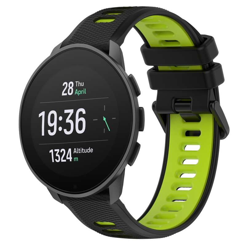 For SUUNTO 9 Peak Pro 22mm Sports Two-Color Silicone Watch Band(Olive Green+Black)
