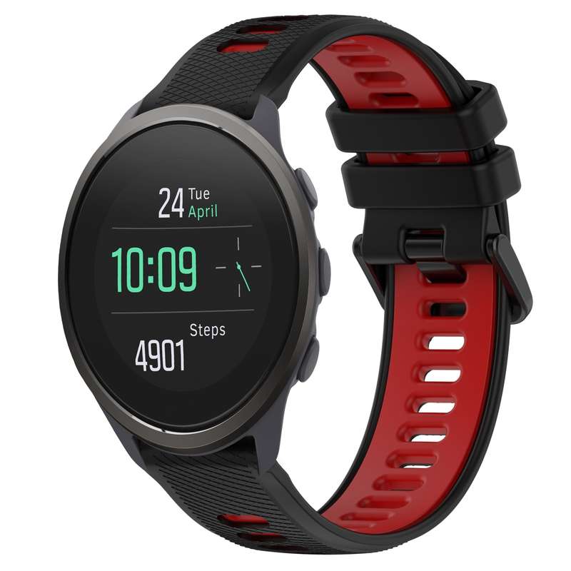 For SUUNTO 5 Peak 22mm Sports Two-Color Silicone Watch Band(Olive Green+Black)