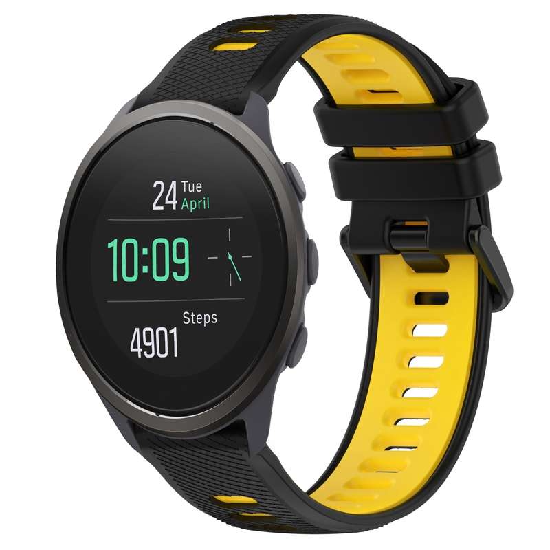 For SUUNTO 5 Peak 22mm Sports Two-Color Silicone Watch Band(Olive Green+Black)