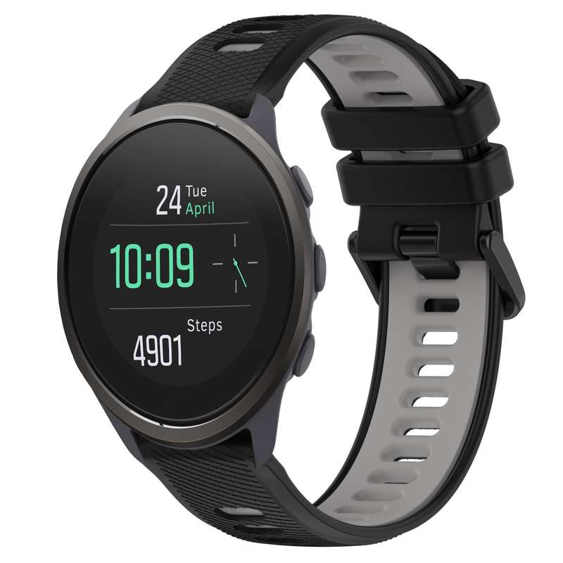 For SUUNTO 5 Peak 22mm Sports Two-Color Silicone Watch Band(Olive Green+Black)