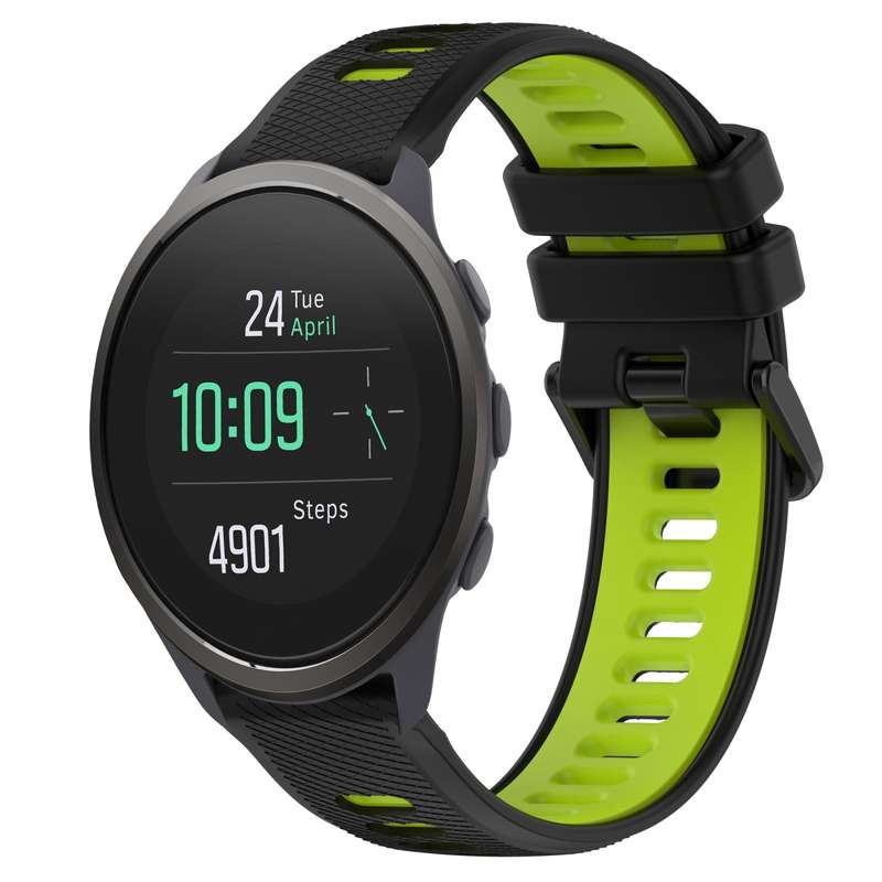 For SUUNTO 5 Peak 22mm Sports Two-Color Silicone Watch Band(Olive Green+Black)