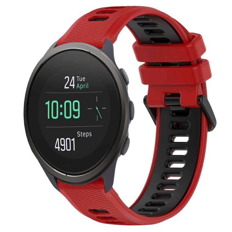 For SUUNTO 5 Peak 22mm Sports Two-Color Silicone Watch Band(Olive Green+Black)