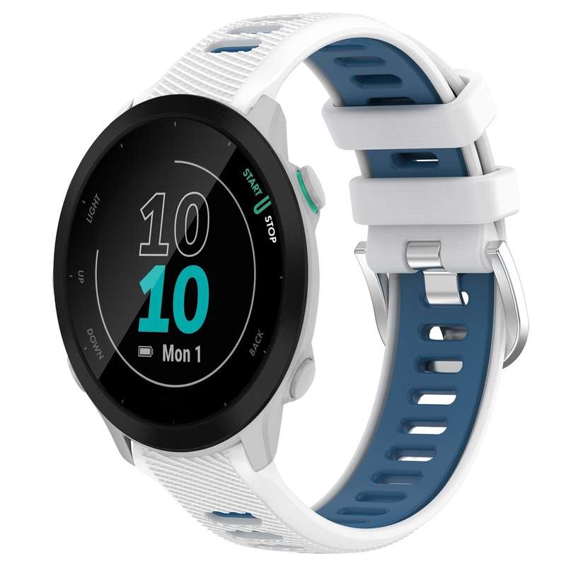 For Garmin Forerunner 55 20mm Sports Two-Color Steel Buckle Silicone Watch Band(Midnight Blue+Starli