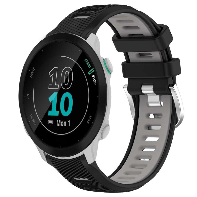 For Garmin Forerunner 55 20mm Sports Two-Color Steel Buckle Silicone Watch Band(Midnight Blue+Starli