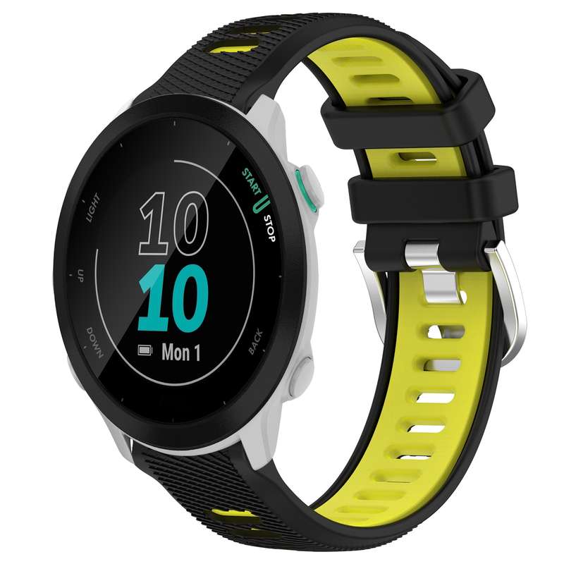 For Garmin Forerunner 55 20mm Sports Two-Color Steel Buckle Silicone Watch Band(Midnight Blue+Starli