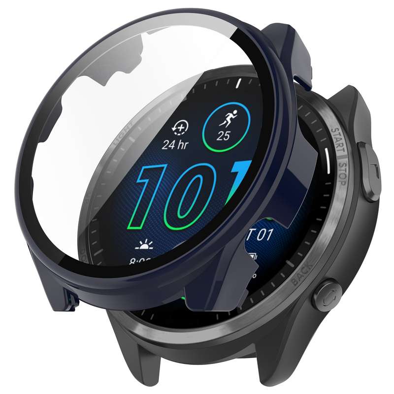 For Garmin Forerunner 965 PC + Toughened Film Integrated Watch Protective Case(Transparent)