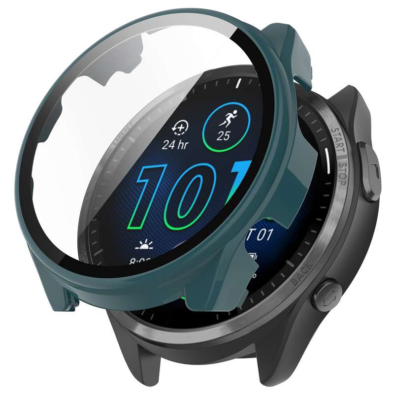 For Garmin Forerunner 965 PC + Toughened Film Integrated Watch Protective Case(Transparent)