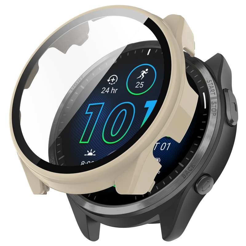 For Garmin Forerunner 965 PC + Toughened Film Integrated Watch Protective Case(Transparent)