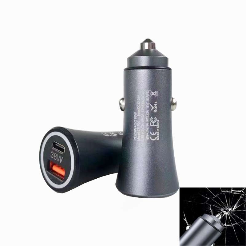 P20 38W PD3.0 20W + QC3.0 USB Safety Hammer Car Charger(Red)