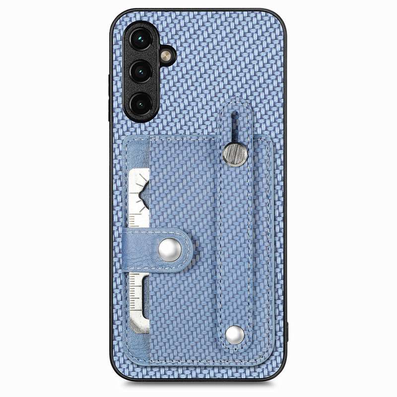 For Samsung Galaxy A54 5G Wristband Kickstand Wallet Back Phone Case with Tool Knife(Black)