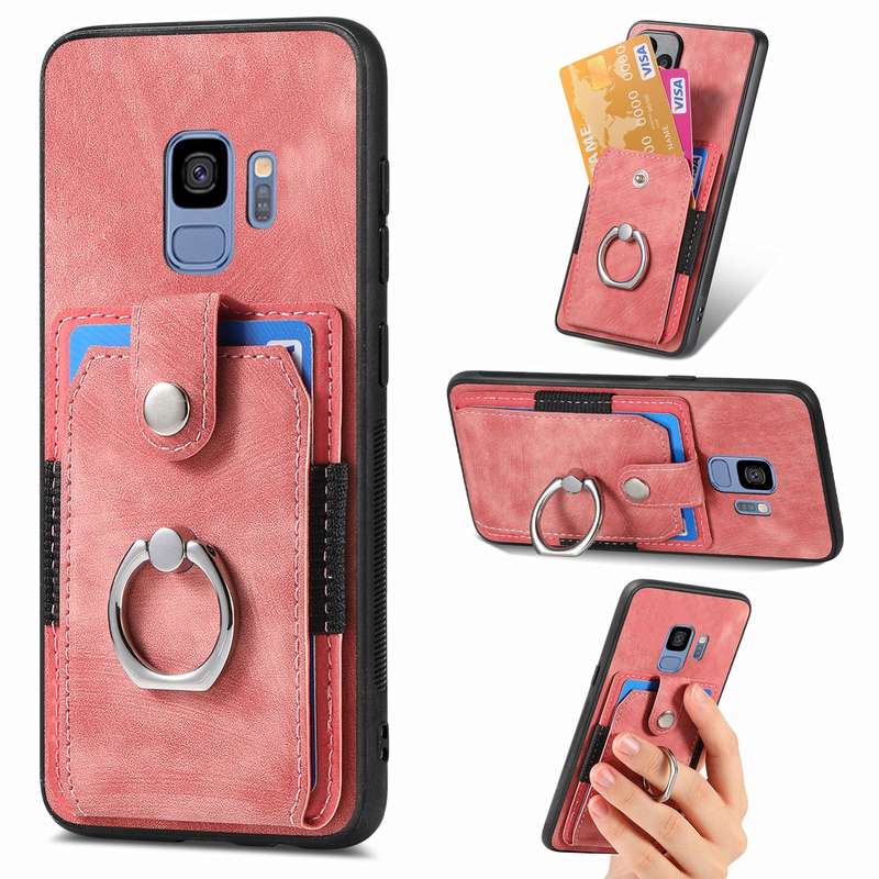 For Samsung Galaxy S9 Retro Skin-feel Ring Card Wallet Phone Case(Brown)