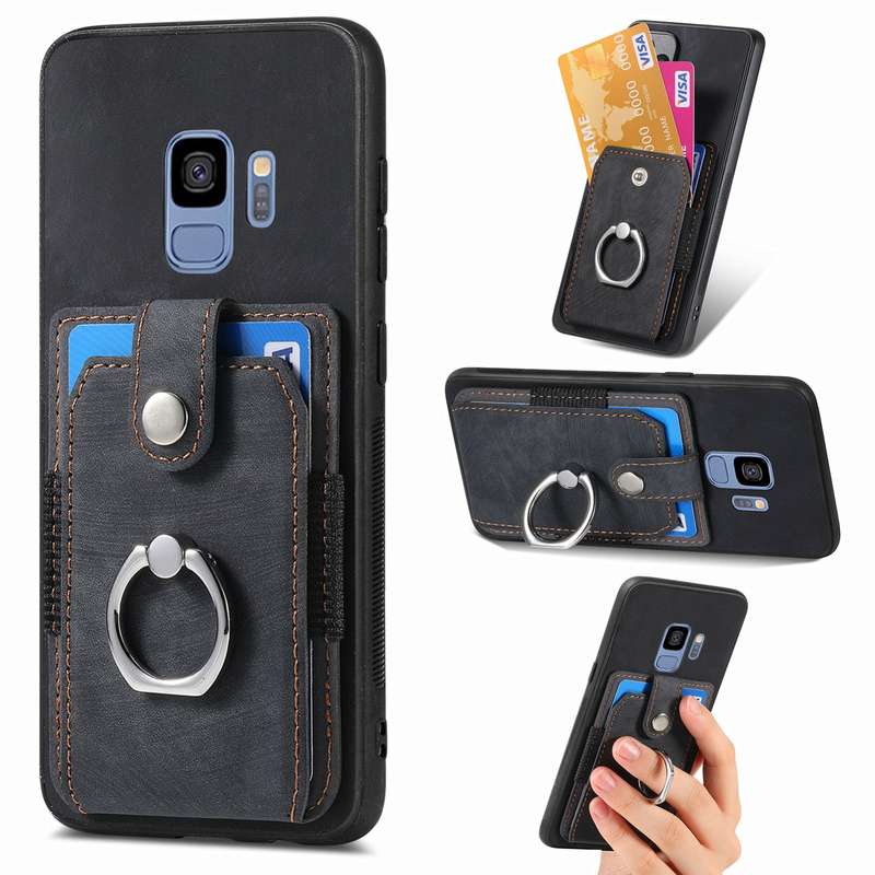 For Samsung Galaxy S9 Retro Skin-feel Ring Card Wallet Phone Case(Brown)