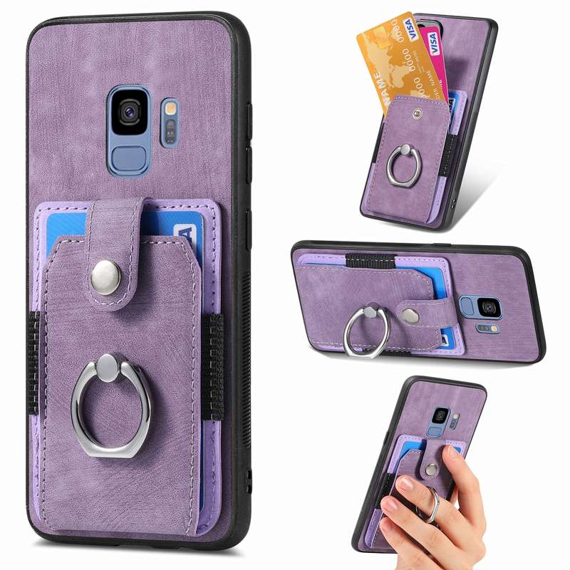 For Samsung Galaxy S9 Retro Skin-feel Ring Card Wallet Phone Case(Brown)