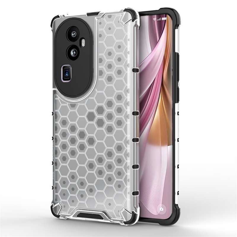 For OPPO Reno10 Pro+ Shockproof Honeycomb Phone Case(Black)