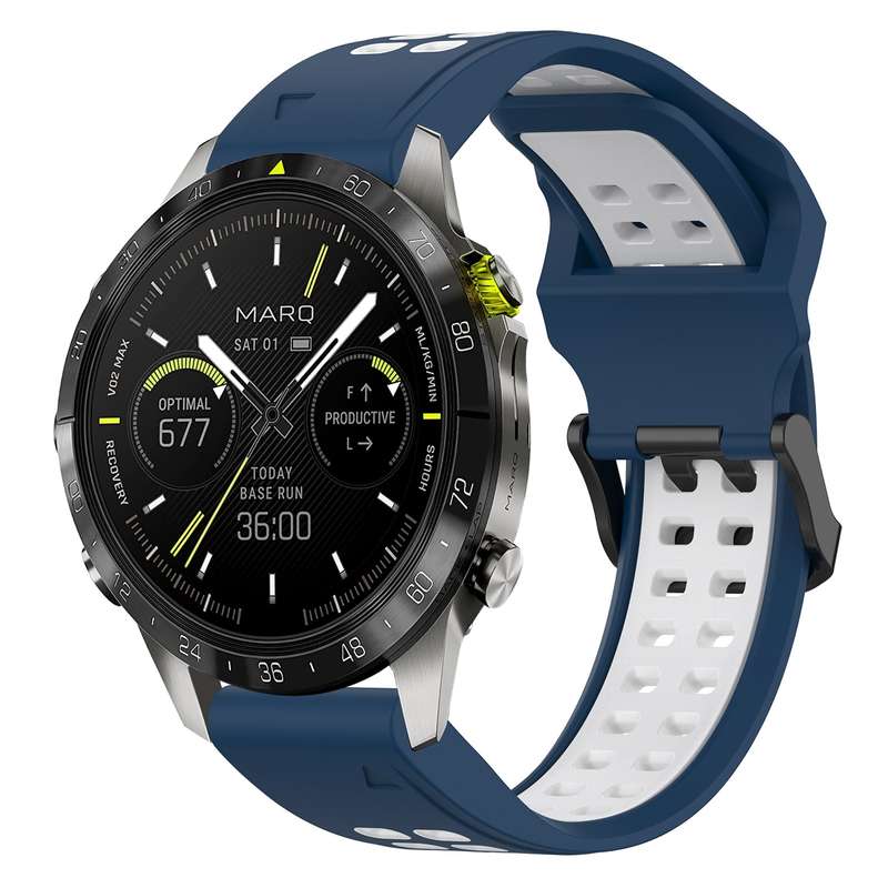 For Garmin MARQ Athlete (Gen 2) Two Color Reverse Buckle 22mm Silicone Watch Band(Black+Yellow)