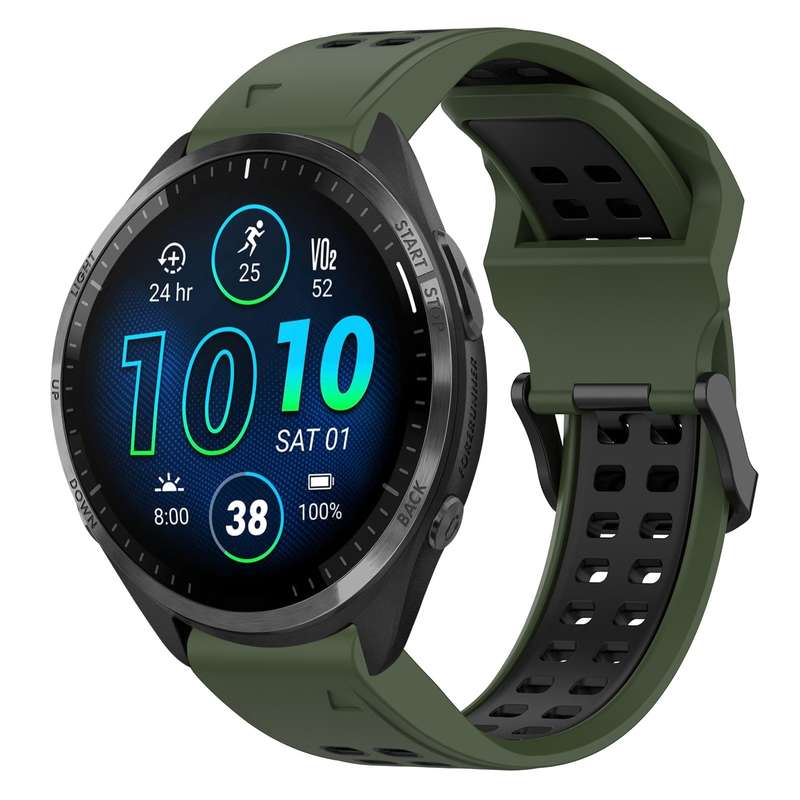 For Garmin Forerunner 965 Two Color Reverse Buckle 22mm Silicone Watch Band(Black+Yellow)