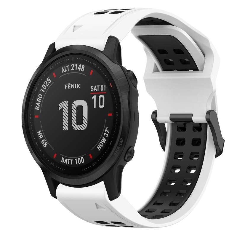 For Garmin Fenix 6S Pro Two Color Reverse Buckle 20mm Silicone Watch Band(Black+Grey)