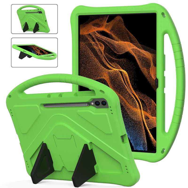 For Samsung Galaxy Tab S9 Ultra EVA Shockproof Tablet Case with Holder(Green)