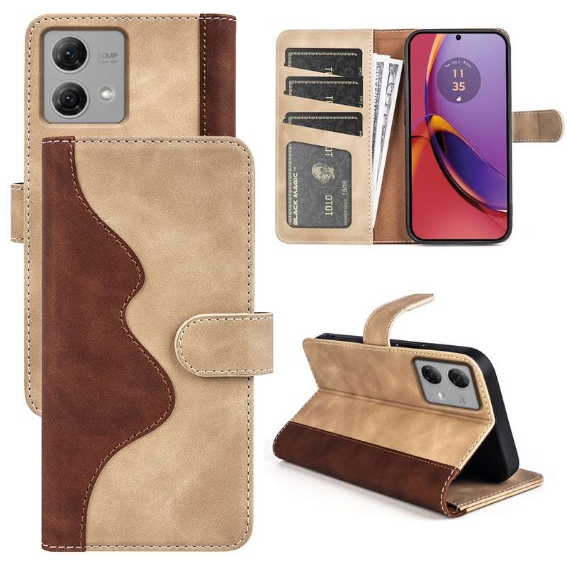 For Motorola Moto G Play 2024 Stitching Horizontal Flip Leather Phone Case(Yellow)