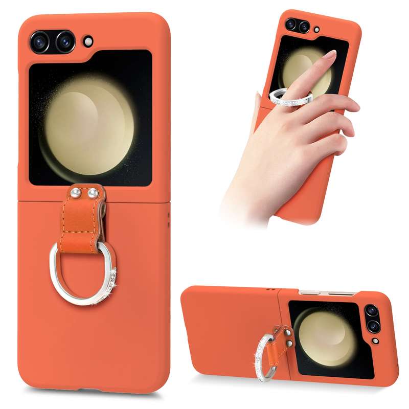 For Samsung Galaxy Z Flip5 5G Skin-feel Diamond Ring Shockproof Phone Case(Black)