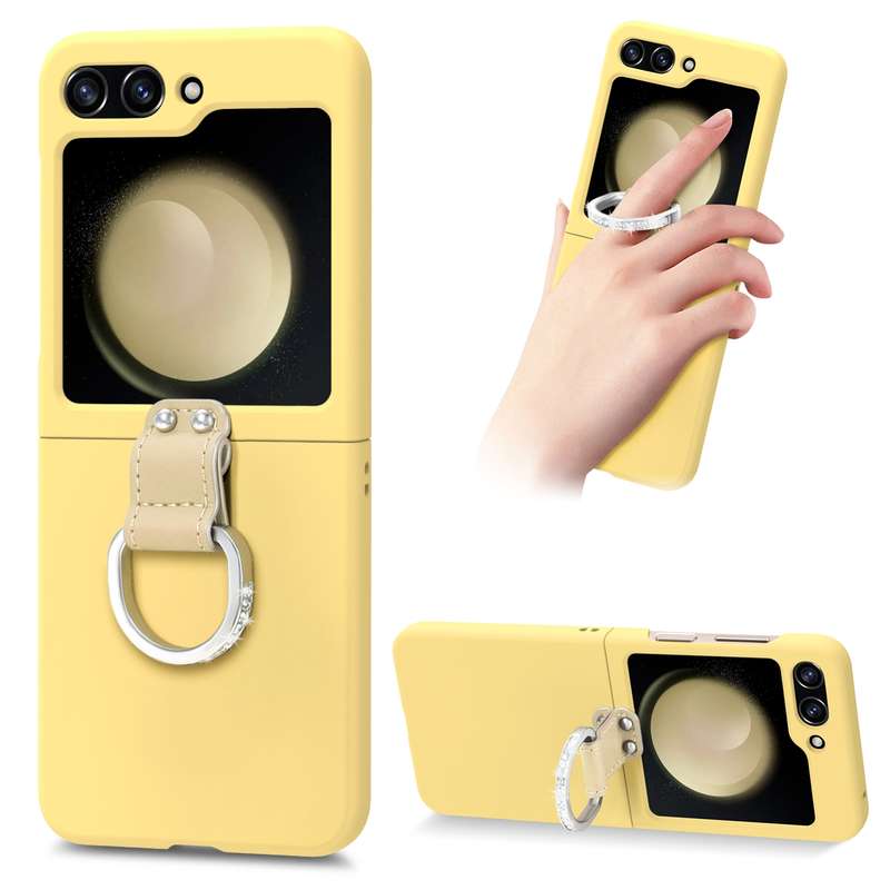 For Samsung Galaxy Z Flip5 5G Skin-feel Diamond Ring Shockproof Phone Case(Black)