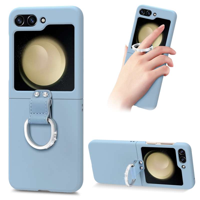 For Samsung Galaxy Z Flip5 5G Skin-feel Diamond Ring Shockproof Phone Case(Black)