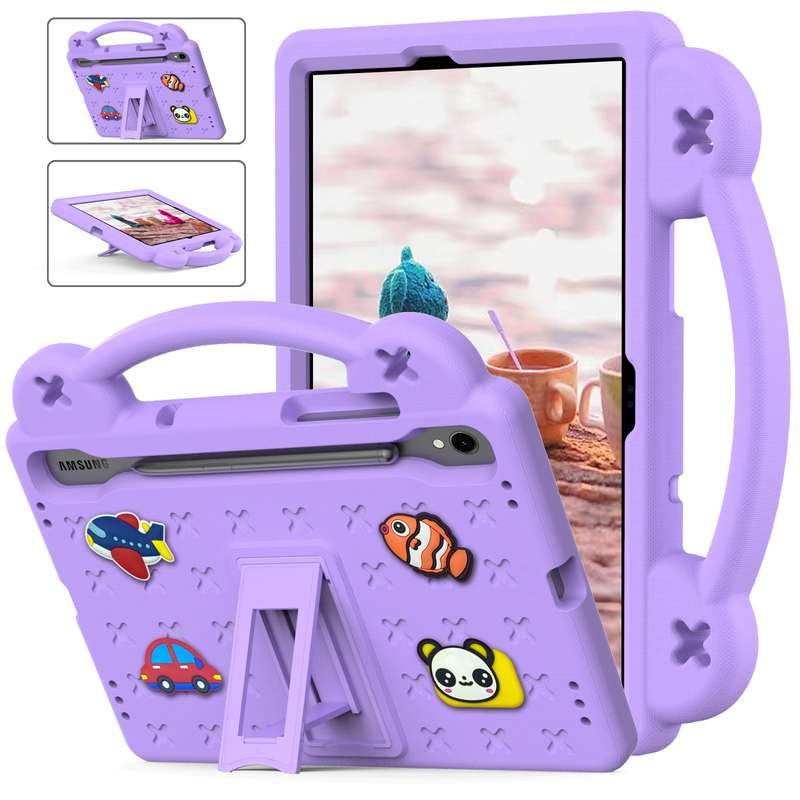 For Samsung Galaxy Tab S9 FE / X510N Handle Kickstand Children EVA Shockproof Tablet Case(Sky Blue)