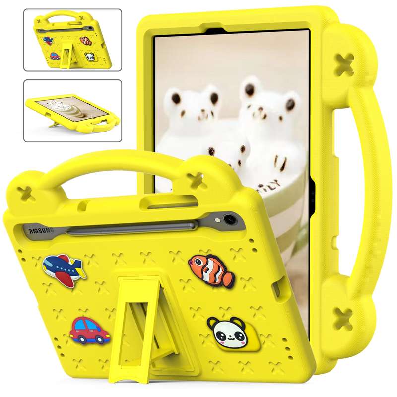 For Samsung Galaxy Tab S9 FE / X510N Handle Kickstand Children EVA Shockproof Tablet Case(Sky Blue)