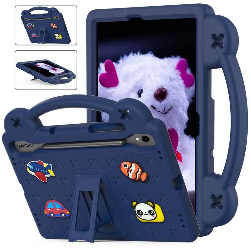 For Samsung Galaxy Tab S9 FE / X510N Handle Kickstand Children EVA Shockproof Tablet Case(Sky Blue)
