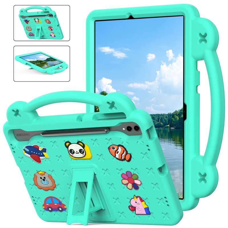 For Samsung Galaxy Tab S9 FE+ 12.4 X610N Handle Kickstand Children EVA Shockproof Tablet Case(Yellow