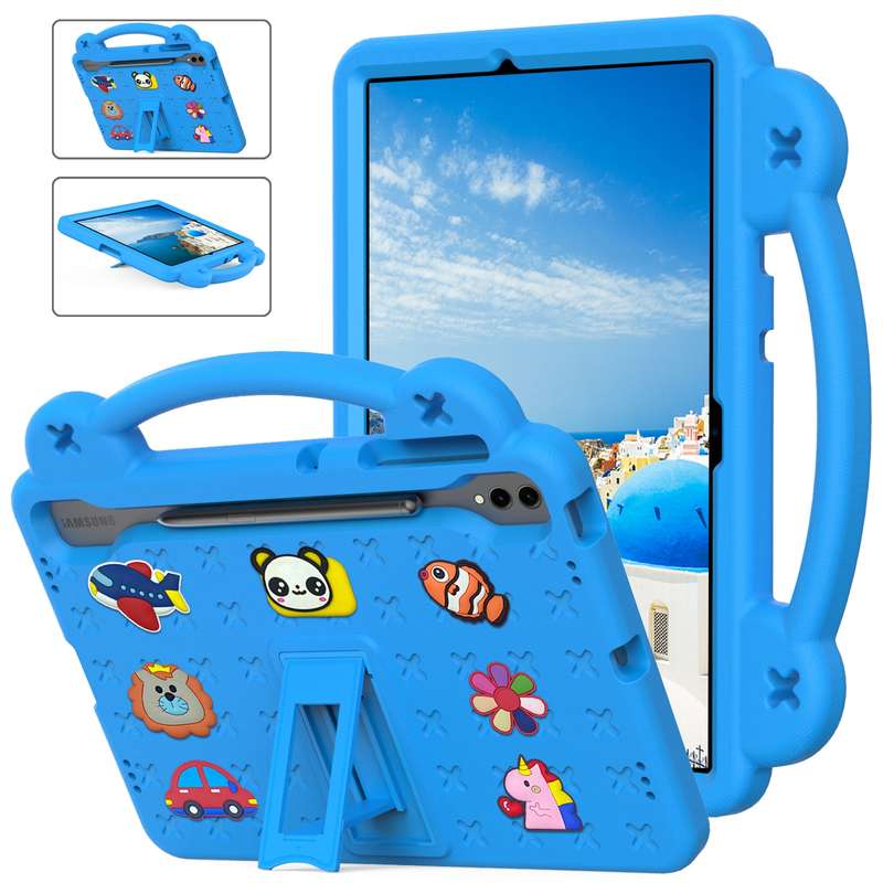For Samsung Galaxy Tab S9 FE+ 12.4 X610N Handle Kickstand Children EVA Shockproof Tablet Case(Yellow