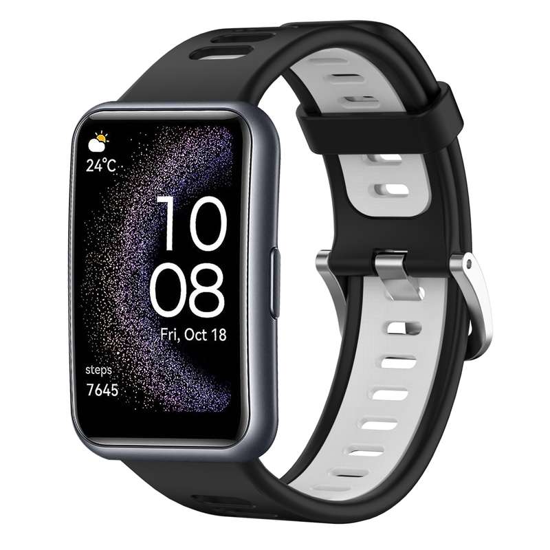 For Huawei Watch Fit Special Edition Two-Color Silicone Watch Band(White+Black)