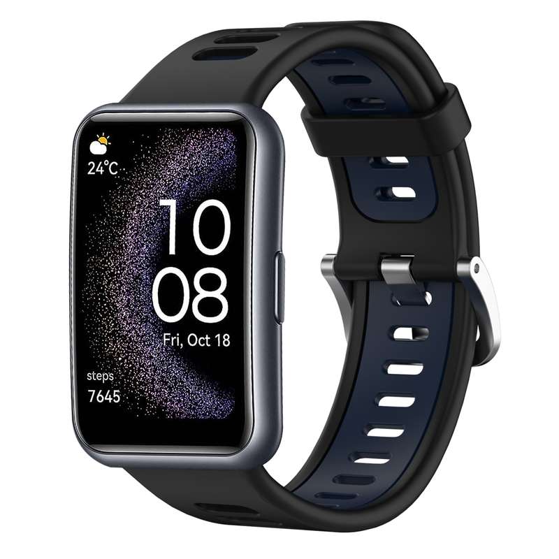 For Huawei Watch Fit Special Edition Two-Color Silicone Watch Band(White+Black)