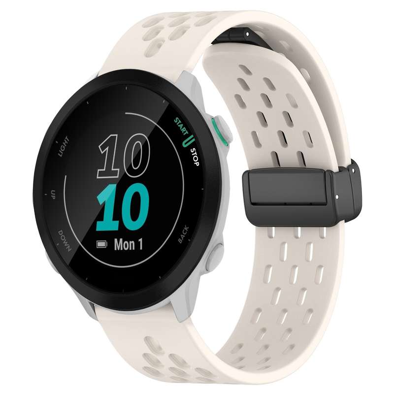 For Garmin Forerunner 55 20mm Folding Magnetic Clasp Silicone Watch Band(Black)