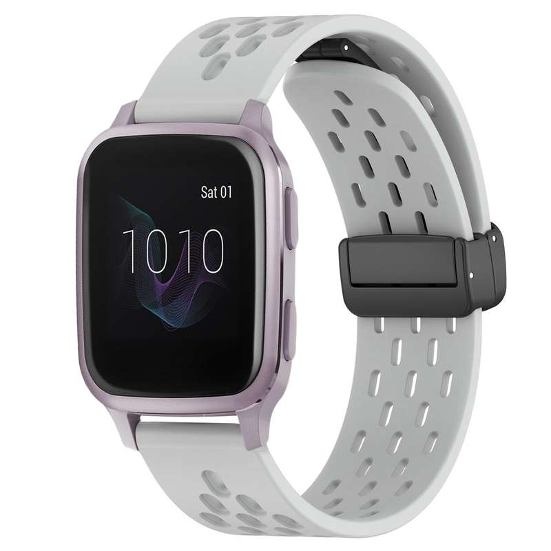 For Garmin Venu SQ 20mm Folding Magnetic Clasp Silicone Watch Band(Black)