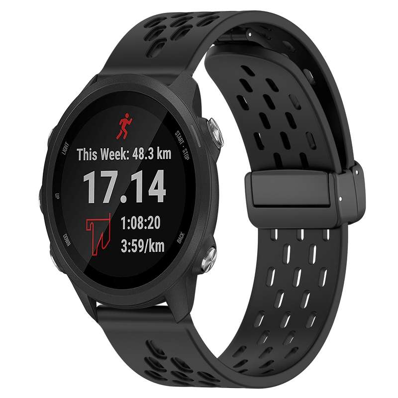 For Garmin Forerunner 245 Music 20mm Folding Magnetic Clasp Silicone Watch Band(White)