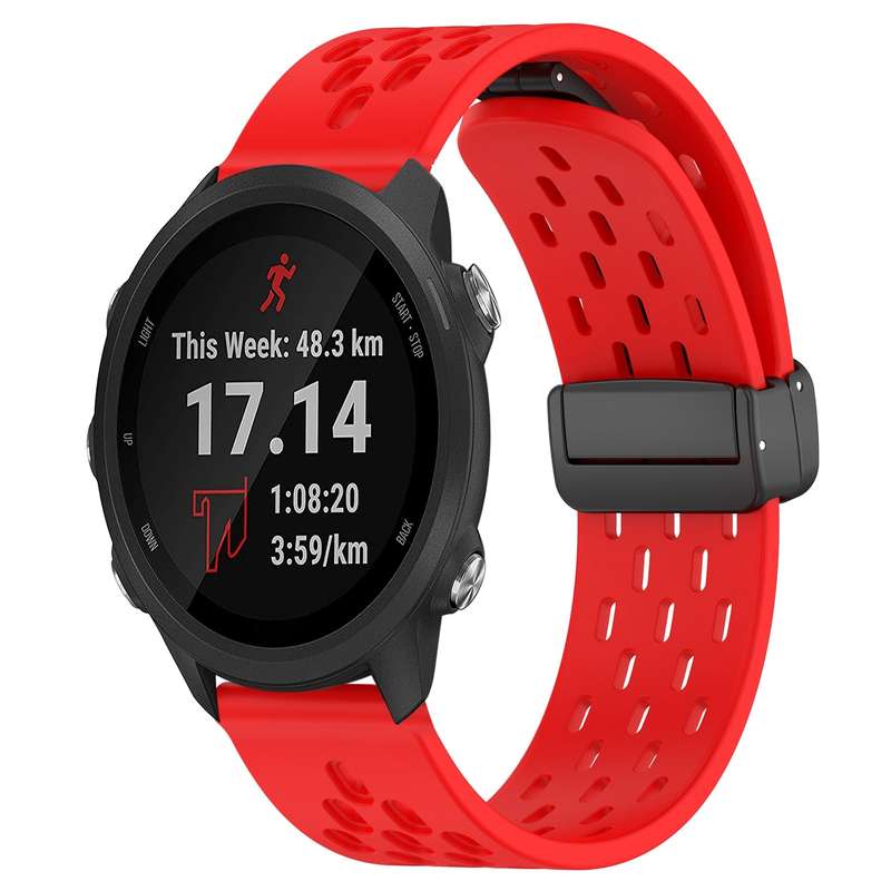 For Garmin Forerunner 245 Music 20mm Folding Magnetic Clasp Silicone Watch Band(White)