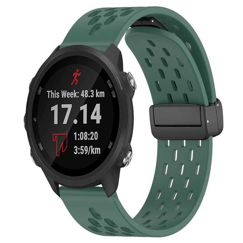 For Garmin Forerunner 245 Music 20mm Folding Magnetic Clasp Silicone Watch Band(White)